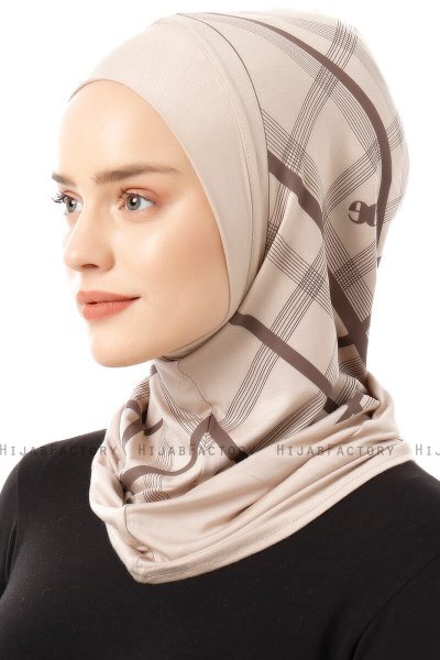Ekose Plain - Licht Taupe Al Amira One-Piece Hijab