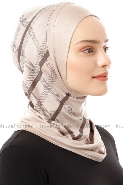 Ekose Plain - Licht Taupe Al Amira One-Piece Hijab