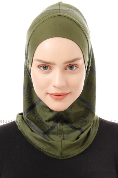 Ekose Plain - Khaki Al Amira One-Piece Hijab