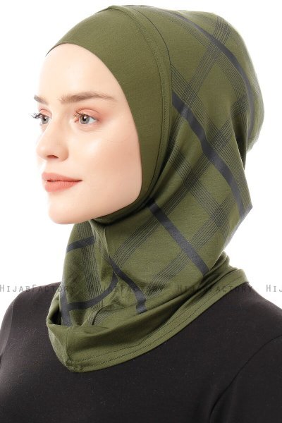 Ekose Plain - Khaki Al Amira One-Piece Hijab