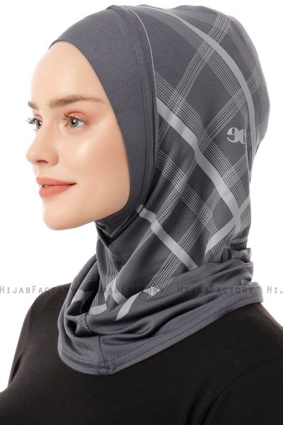 Ekose Plain - Donker Grijs Al Amira One-Piece Hijab