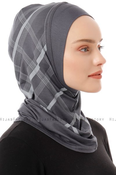 Ekose Plain - Donker Grijs Al Amira One-Piece Hijab