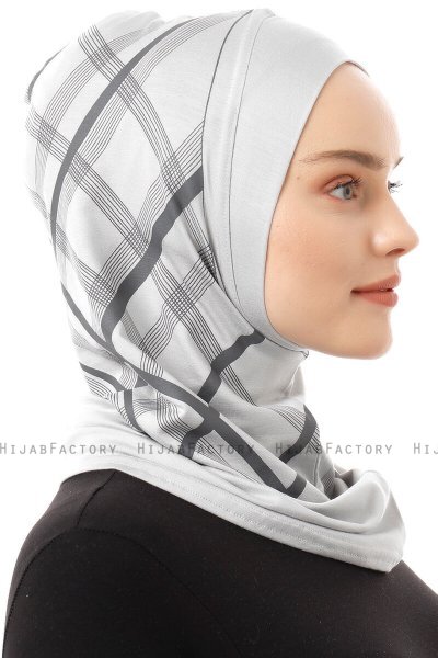 Ekose Plain - Lichtgrijs Al Amira One-Piece Hijab