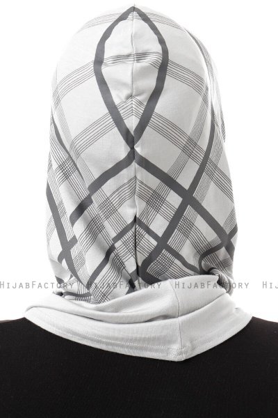 Ekose Plain - Lichtgrijs Al Amira One-Piece Hijab