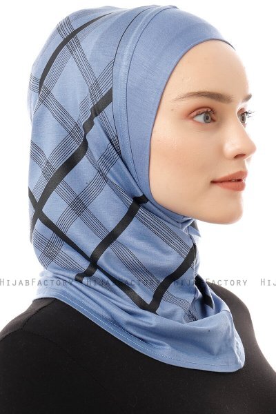 Ekose Plain - Indigo Al Amira One-Piece Hijab