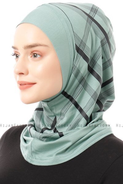 Ekose Plain - Groen Al Amira One-Piece Hijab