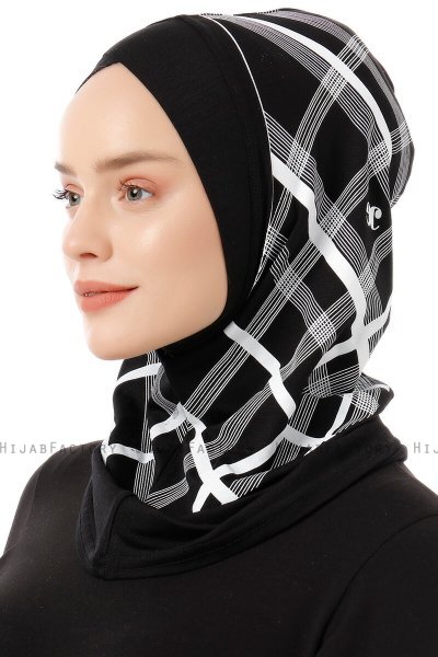 Ekose Cross - Zwart & Wit Al Amira One-Piece Hijab