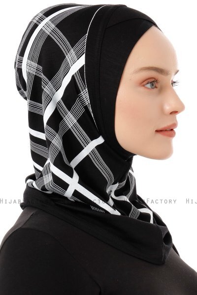 Ekose Cross - Zwart & Wit Al Amira One-Piece Hijab