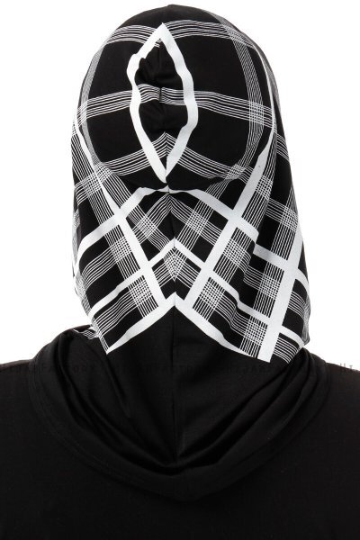Ekose Cross - Zwart & Wit Al Amira One-Piece Hijab