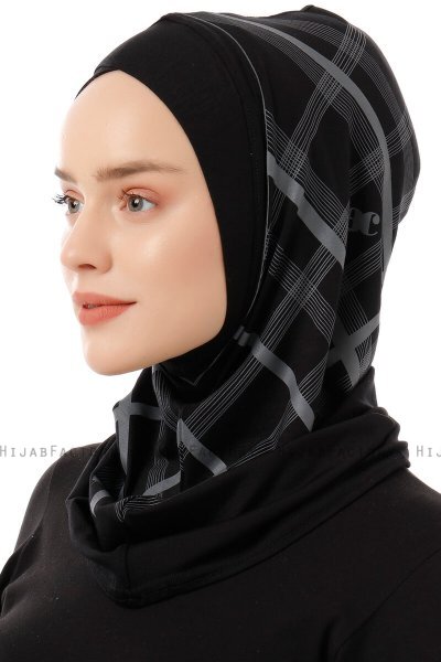 Ekose Cross - Zwart & Lichtgrijs Al Amira One-Piece Hijab