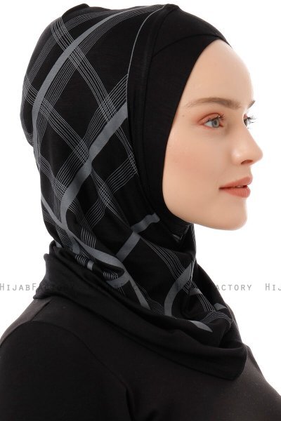 Ekose Cross - Zwart & Lichtgrijs Al Amira One-Piece Hijab