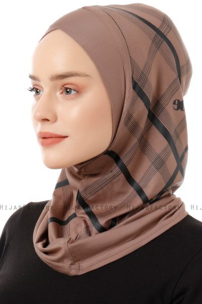 Ekose Cross - Donker Taupe Al Amira One-Piece Hijab