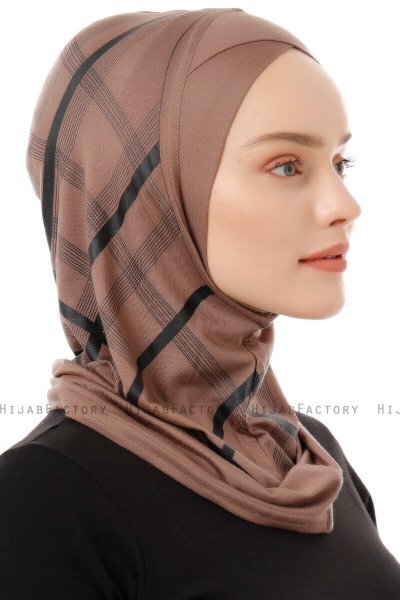Ekose Cross - Donker Taupe Al Amira One-Piece Hijab