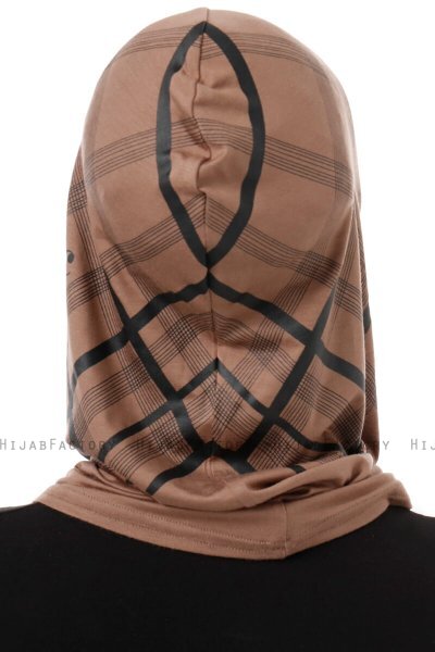 Ekose Cross - Donker Taupe Al Amira One-Piece Hijab