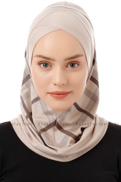 Ekose Cross - Licht Taupe Al Amira One-Piece Hijab