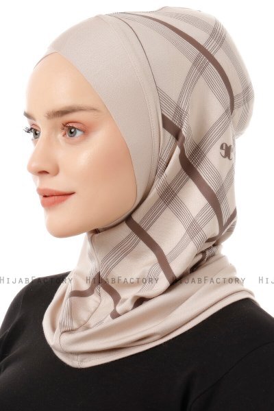 Ekose Cross - Licht Taupe Al Amira One-Piece Hijab