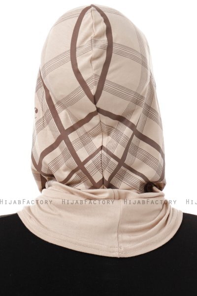 Ekose Cross - Licht Taupe Al Amira One-Piece Hijab