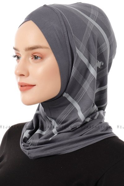 Ekose Cross - Donker Grijs Al Amira One-Piece Hijab