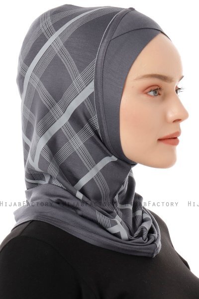 Ekose Cross - Donker Grijs Al Amira One-Piece Hijab