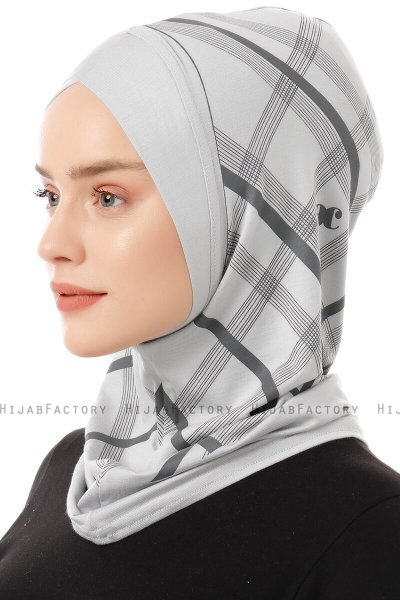 Ekose Cross - Lichtgrijs Al Amira One-Piece Hijab