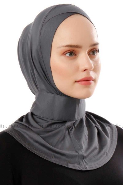 Ceren - Donker Grijs Praktisch Viscose Hijab
