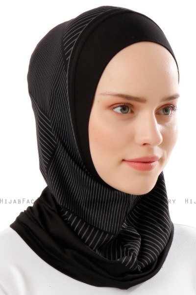 Wind Plain - Zwart & Lichtgrijs Al Amira One-Piece Hijab