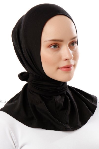 Sportif Plain - Zwart & Gold Praktisch Viscose Hijab