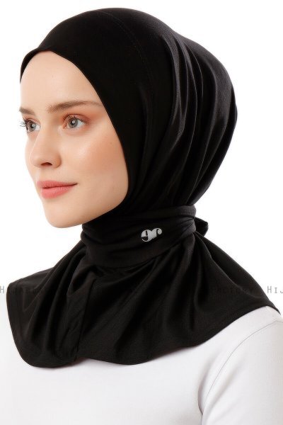 Sportif Plain - Zwart & Lichtgrijs Praktisch Viscose Hijab