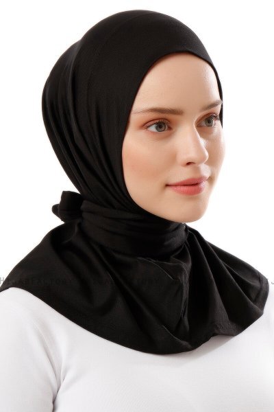 Sportif Plain - Zwart & Lichtgrijs Praktisch Viscose Hijab