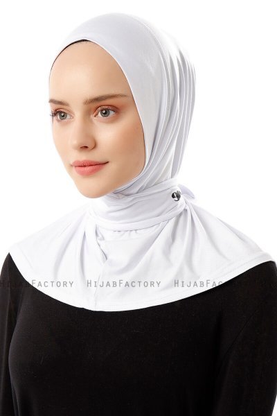 Sportif Plain - Wit Praktisch Viscose Hijab