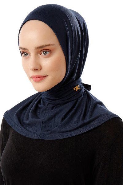 Sportif Plain - Marineblauw Praktisch Viscose Hijab
