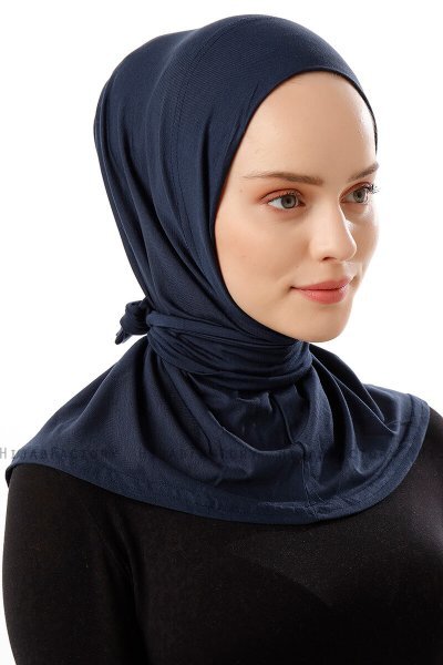 Sportif Plain - Marineblauw Praktisch Viscose Hijab