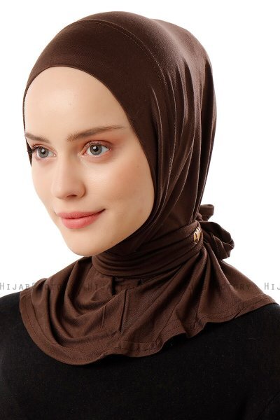 Sportif Plain - Bruin Praktisch Viscose Hijab