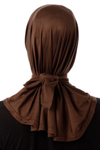 Sportif Plain - Bruin Praktisch Viscose Hijab