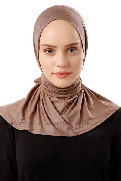Sportif Plain - Donker Taupe Praktisch Viscose Hijab