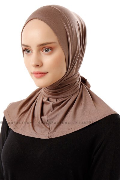 Sportif Plain - Donker Taupe Praktisch Viscose Hijab
