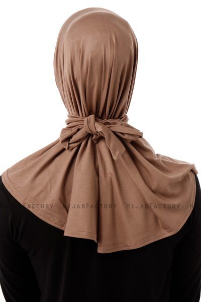 Sportif Plain - Donker Taupe Praktisch Viscose Hijab