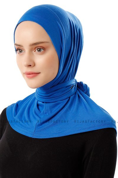 Sportif Plain - Blauw Praktisch Viscose Hijab