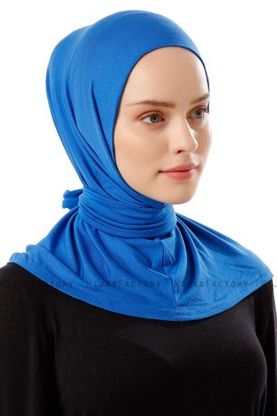 Sportif Plain - Blauw Praktisch Viscose Hijab