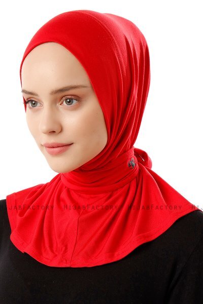 Sportif Plain - Rood Praktisch Viscose Hijab
