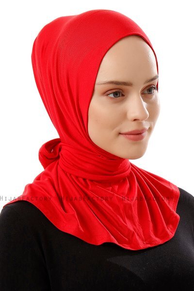 Sportif Plain - Rood Praktisch Viscose Hijab