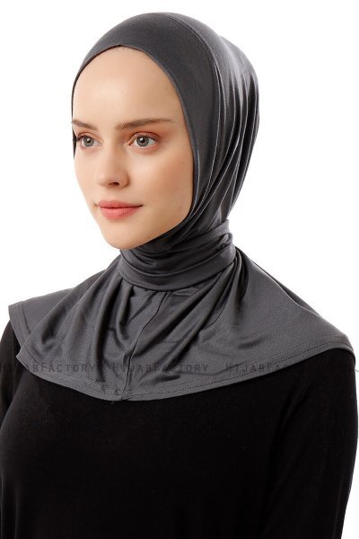 Sportif Plain - Donker Grijs Praktisch Viscose Hijab