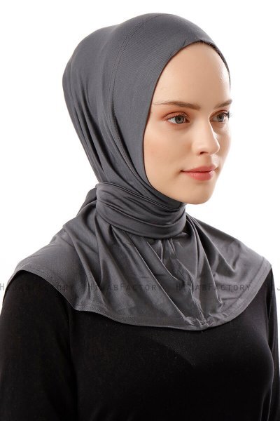 Sportif Plain - Donker Grijs Praktisch Viscose Hijab