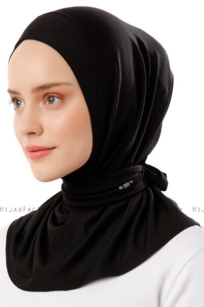 Sportif Cross - Zwart & Lichtgrijs Praktisch Viscose Hijab