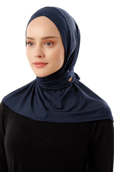 Sportif Cross - Marineblauw Praktisch Viscose Hijab
