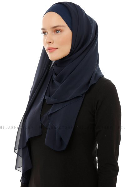 Alara Plain - Marineblauw One Piece Chiffon Hijab