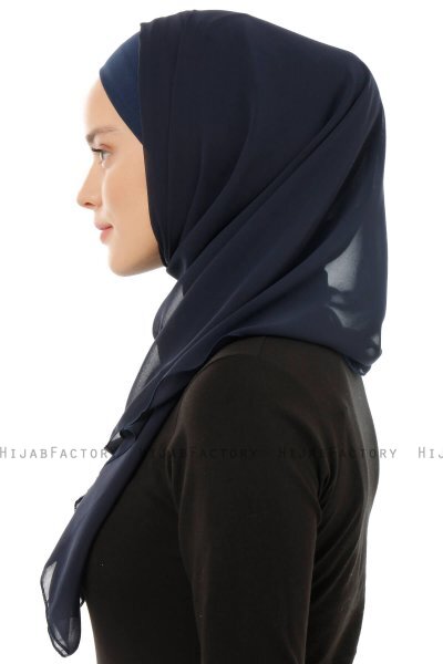 Alara Plain - Marineblauw One Piece Chiffon Hijab