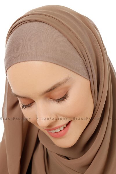 Alara Plain - Donker Taupe One Piece Chiffon Hijab