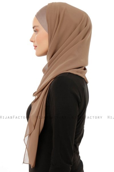Alara Plain - Donker Taupe One Piece Chiffon Hijab