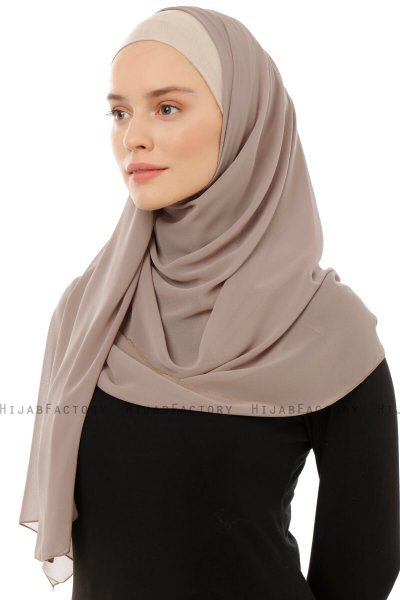 Alara Plain - Licht Taupe One Piece Chiffon Hijab